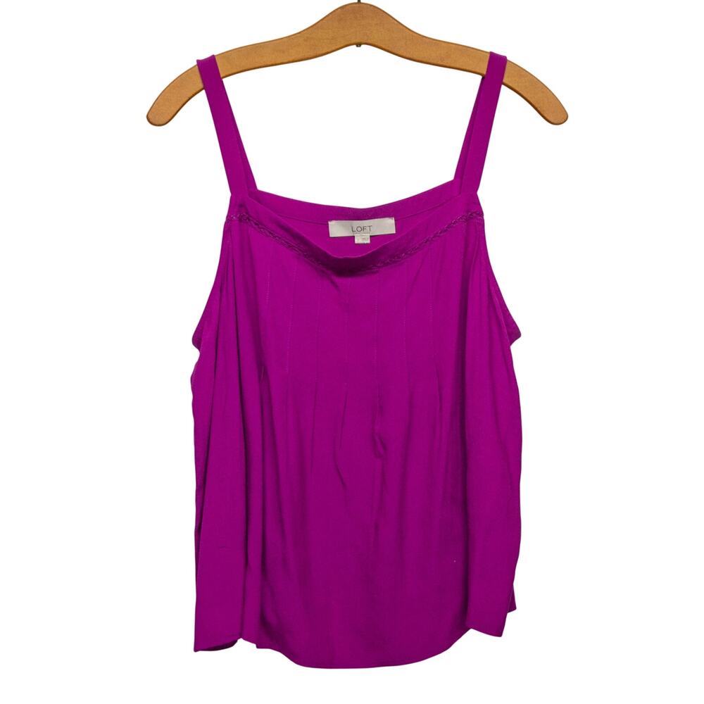 Women's Large Magenta Sleeveless Shirt LOFT Summer Dressy Tank Top